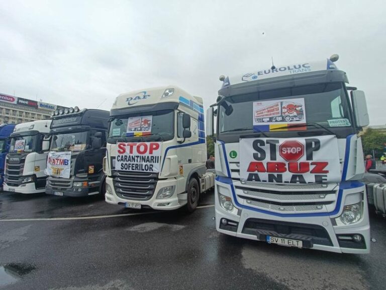 Transportatorii protestează în Piața Victoriei. Care sunt principalele lor nemulțumiri