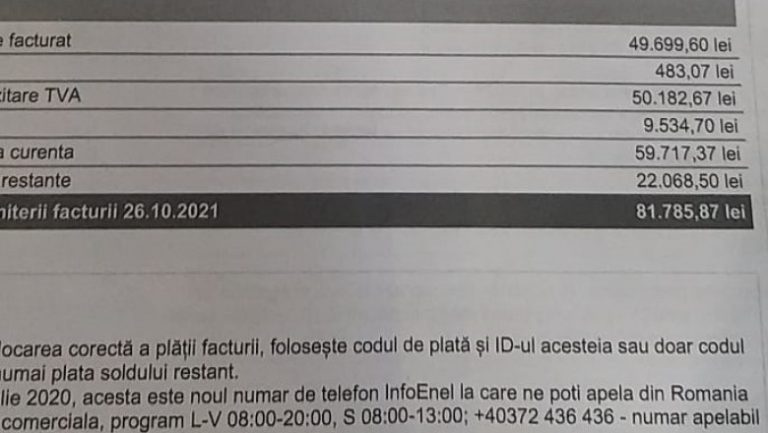 O femeie a primit factură de peste 16.000 de euro la curent electric. „Cât să consum cu nişte becuri, un televizor şi un boiler?”