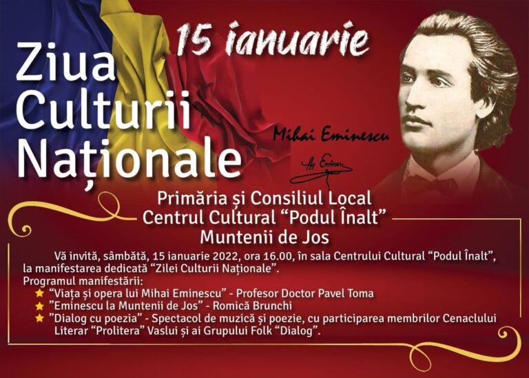Ziua Culturii Naționale va fi sărbătorită la Muntenii de Jos
