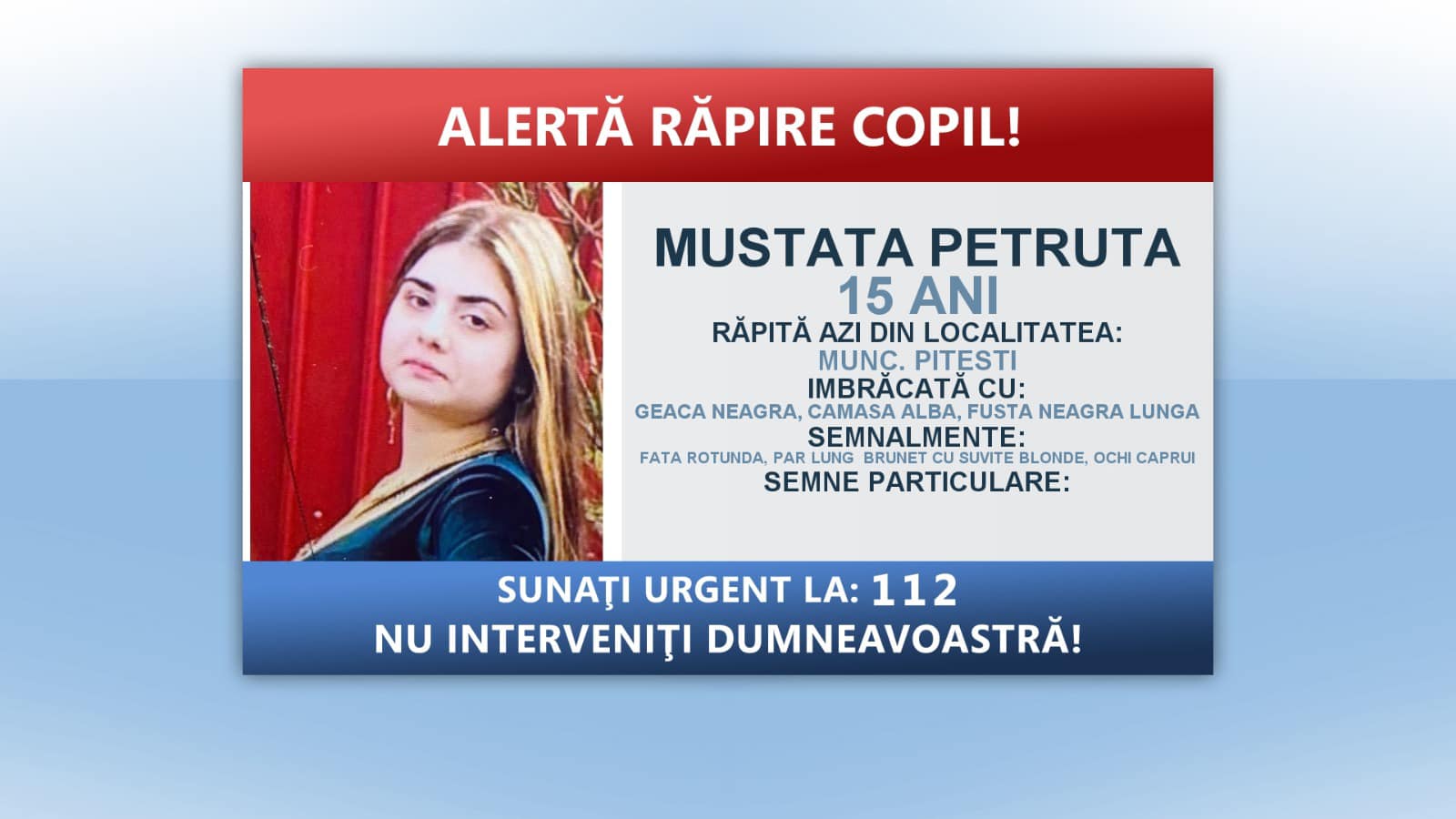 Minora răpită de trei persoane necunoscute a fost găsită în Pitești!