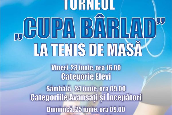 În acest week-end debutează prima ediție a Turneului de tenis de masă „Cupa Bârlad”!