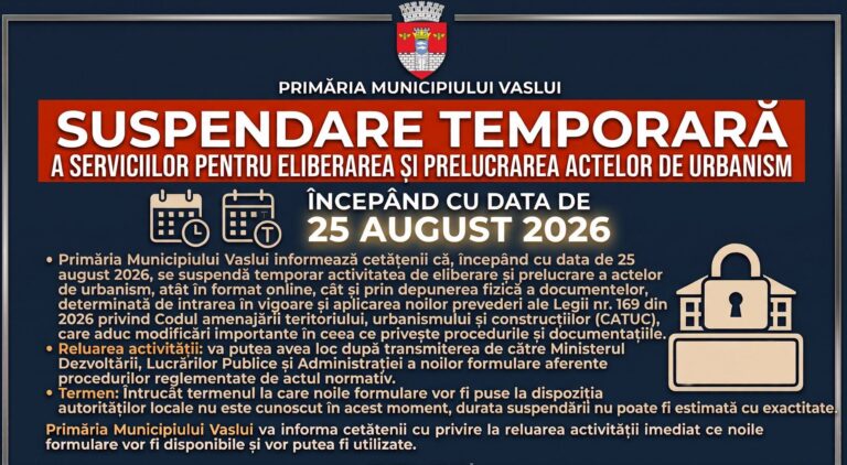 suspendare acte urbanism Vaslui