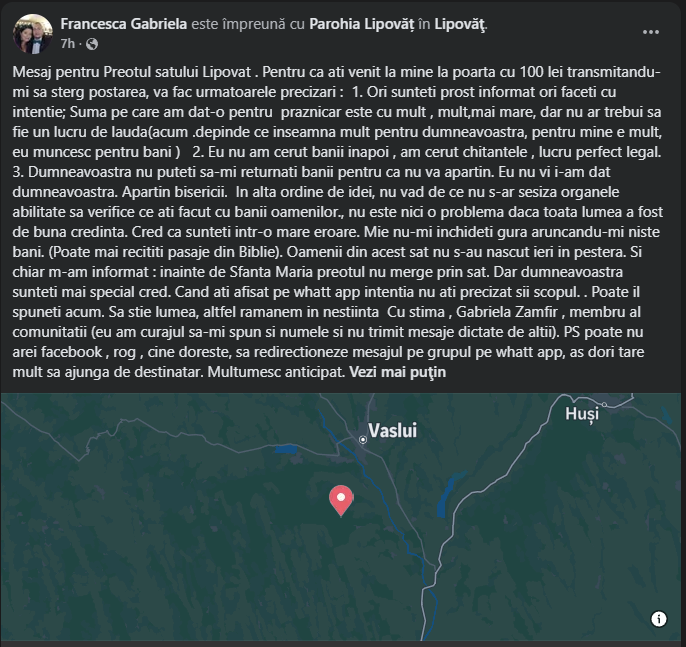 scandal la Biserica din Lipovăț din Vaslui